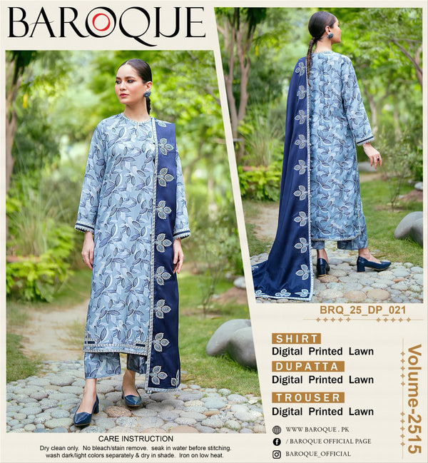 3 Piece Embroidered Lawn | B-03