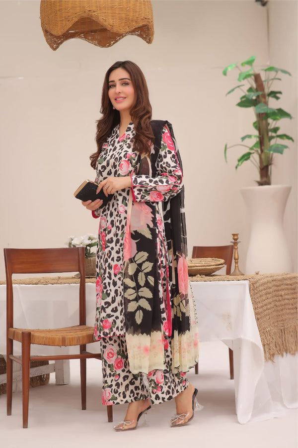 3 Piece Embroidered Lawn | B-05