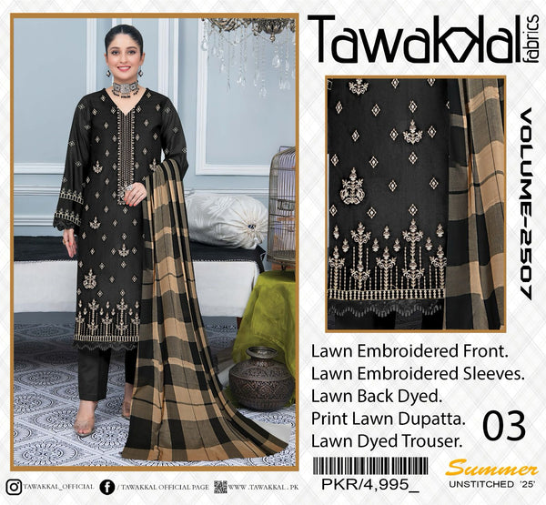 3 Piece Embroidered Lawn | TL-03