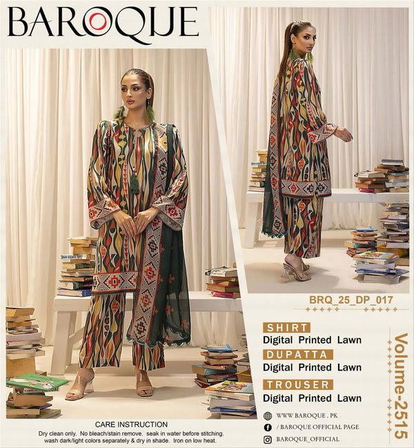 3 Piece Embroidered Lawn | B-02