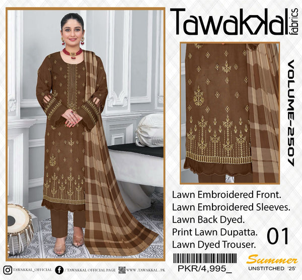 3 Piece Embroidered Lawn | TL-01