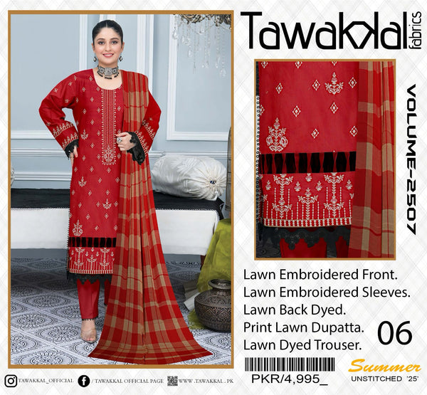 3 Piece Embroidered Lawn | TL-06