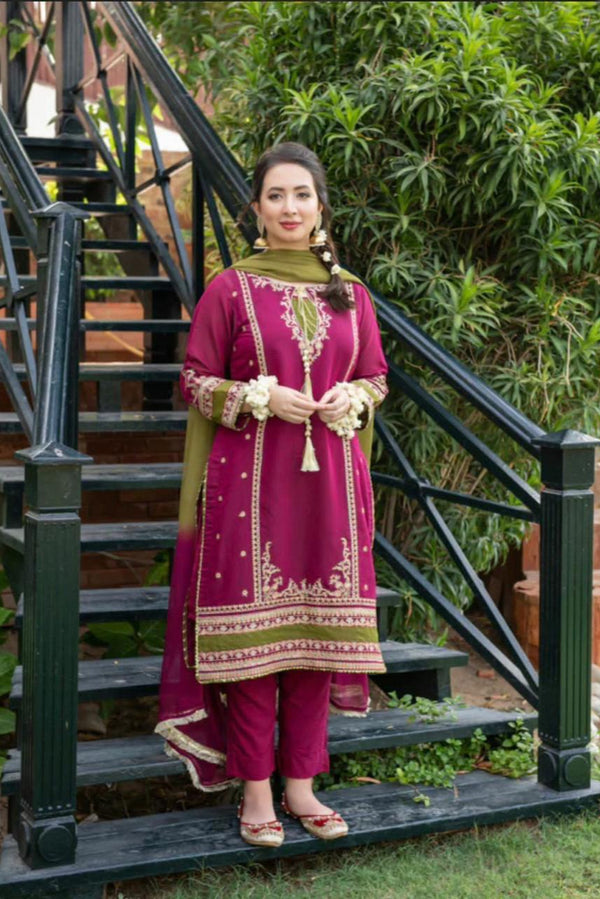 Airjet Lawn by Omal – Heavy Embroidered 3-Piece Unstitched with Tie & Dye Dupatta
