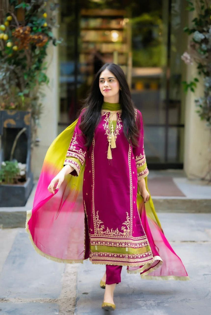 Airjet Lawn by Omal – Heavy Embroidered 3-Piece Unstitched with Tie & Dye Dupatta
