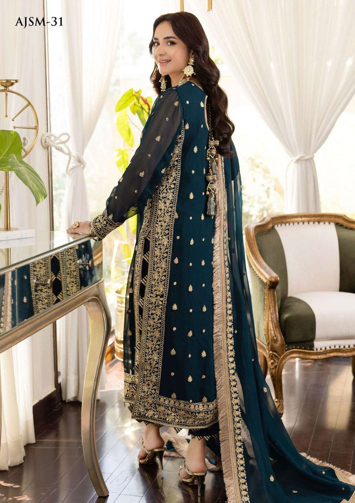 Asim Jofa Luxury Embroidered Chiffon Suit – 3 Piece Unstitched with Heavy Dupatta