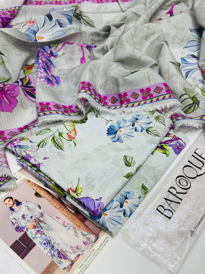 Digital Printed Lawn Suit 3-Piece Unstitched – Airjet Lawn 90/70 Fabric