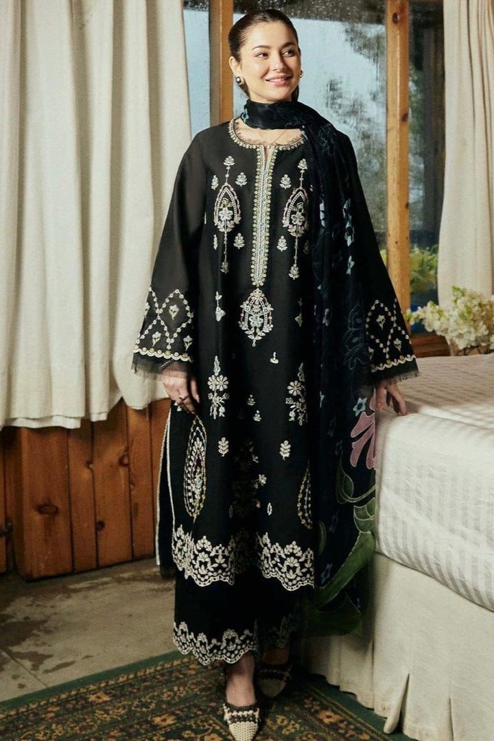 Embroidered Lawn & Zarri Diamond Shawl 3-Piece Unstitched Suit