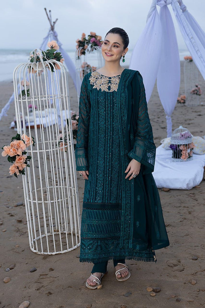 Luxury Embroidered Chiffon 3-Piece Unstitched Suit with ADDA Work & Pearls