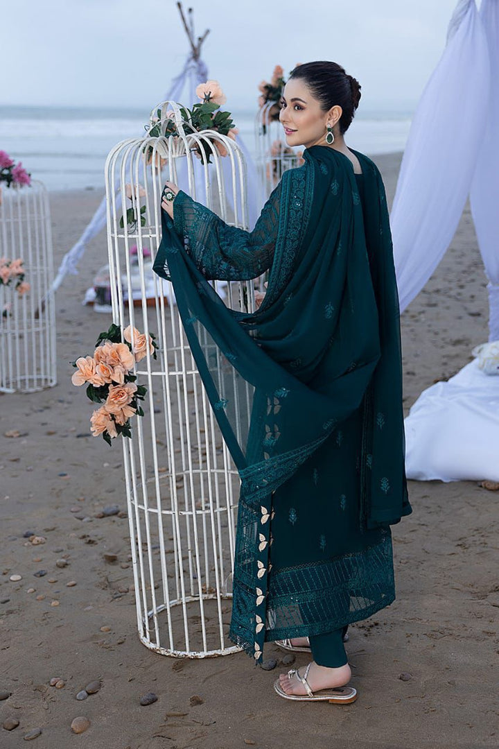 Luxury Embroidered Chiffon 3-Piece Unstitched Suit with ADDA Work & Pearls