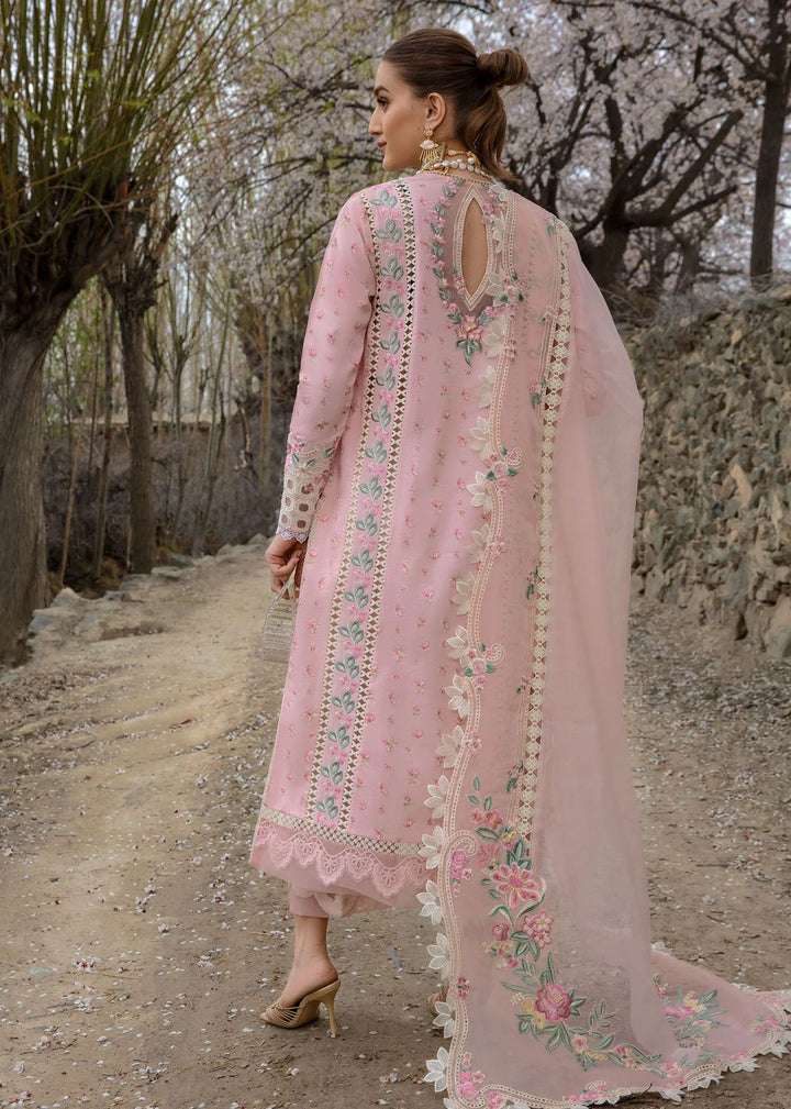 Luxury Embroidered Lawn & Organza 3-Piece Unstitched Suit with Chikan Kari Work