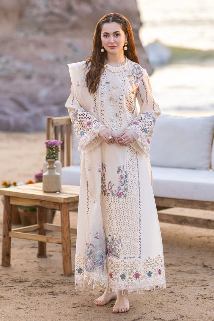 Qalamkar 1054 embroidered lawn suit with organza dupatta – 3 piece unstitched