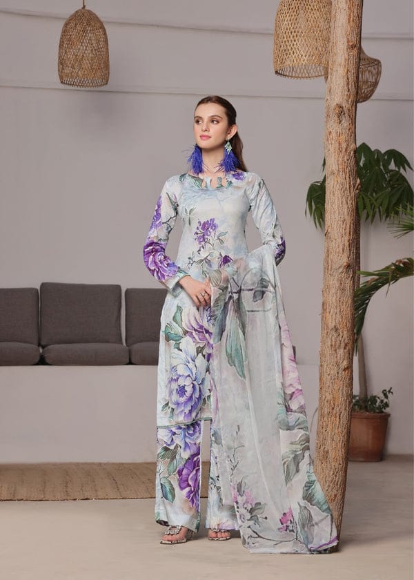 3 Piece Embroidered Lawn | B-12