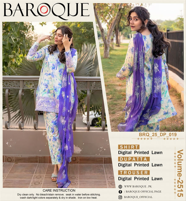 3 Piece Embroidered Lawn | B-04